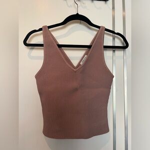 Aritzia Babaton sculpt knit pink v neck tank top, women’s size S